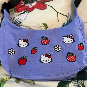 NWT BAGGU Crescent Bag Medium, Embroidered Hello Kitty Sanrio collab